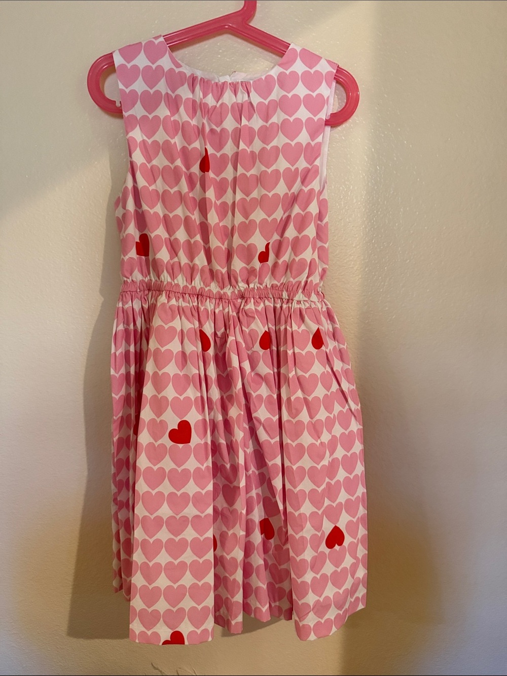 Jacadi Pink Heart-Print Sleeveless Dress with Red Accents